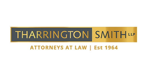 Tharrington Smith Logo - Brown and gold with uppercase type